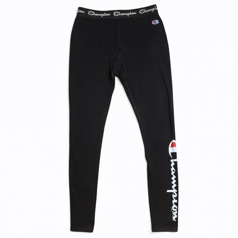 Champion Black Logo Leggings Women’s Medium Athletic High Rise Activewear Gym